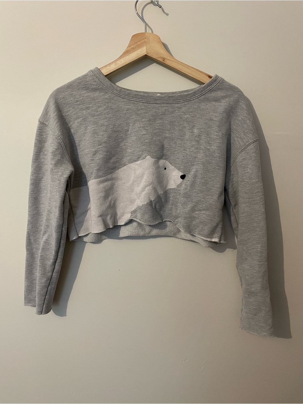 Grey Polar Bear Cropped Sweatshirt